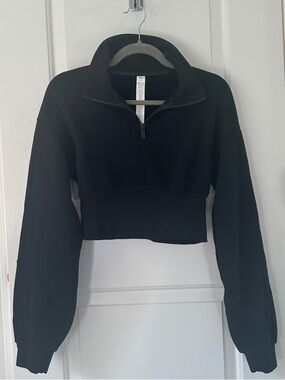 ALO Yoga Black Cropped Half-Zip Pullover